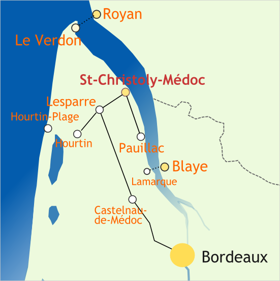 Situation Saint Christoly Médoc en Gironde